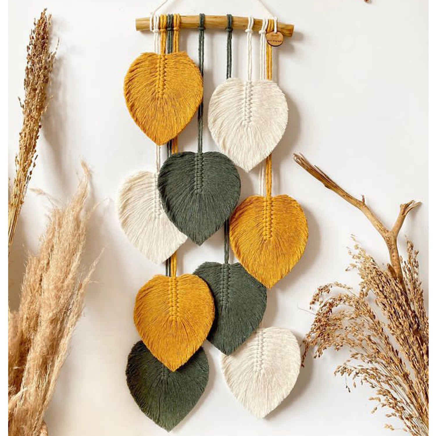 Makramee-Wandbehang Wandteppich Kunst Boho Bunte Blätter