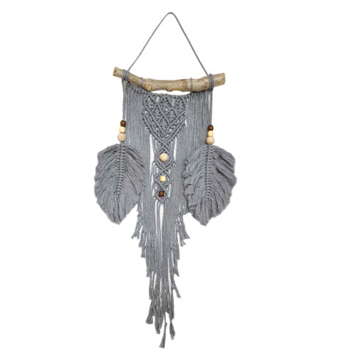 Handgefertigter Baumwoll-Makramee-Wandteppich, Boho-Wanddeko in handgewebter Optik