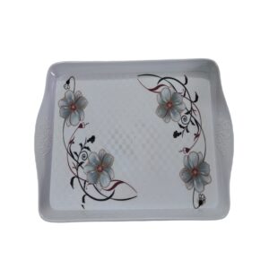 Melamin-Serviertablett, langlebig & leicht für Tischdekoration, Blumendesign