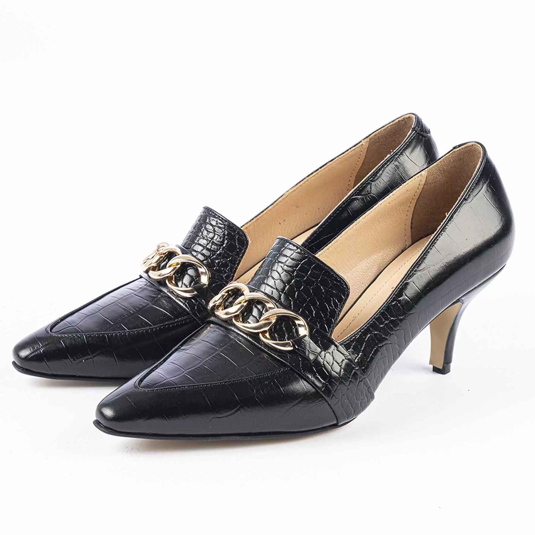 Natürliche Leder Pumps mit spitzer Zehenform für Damen Modell Jeannette