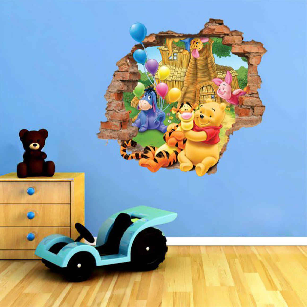 Kinderzimmer-3D-Wandsticker für das Babyzimmer Modell Winnie Puuh und Freunde