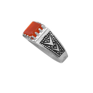 Persischer Achat Silberring für Herren, Elegance Rot, Modell ANMS