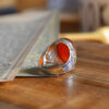 Persischer Achat Silberring für Herren, Elegance Rot, Modell Flower