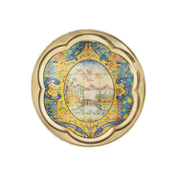 Persisches Messing-Serviertablett, Eleganz im Landschaftsdesign