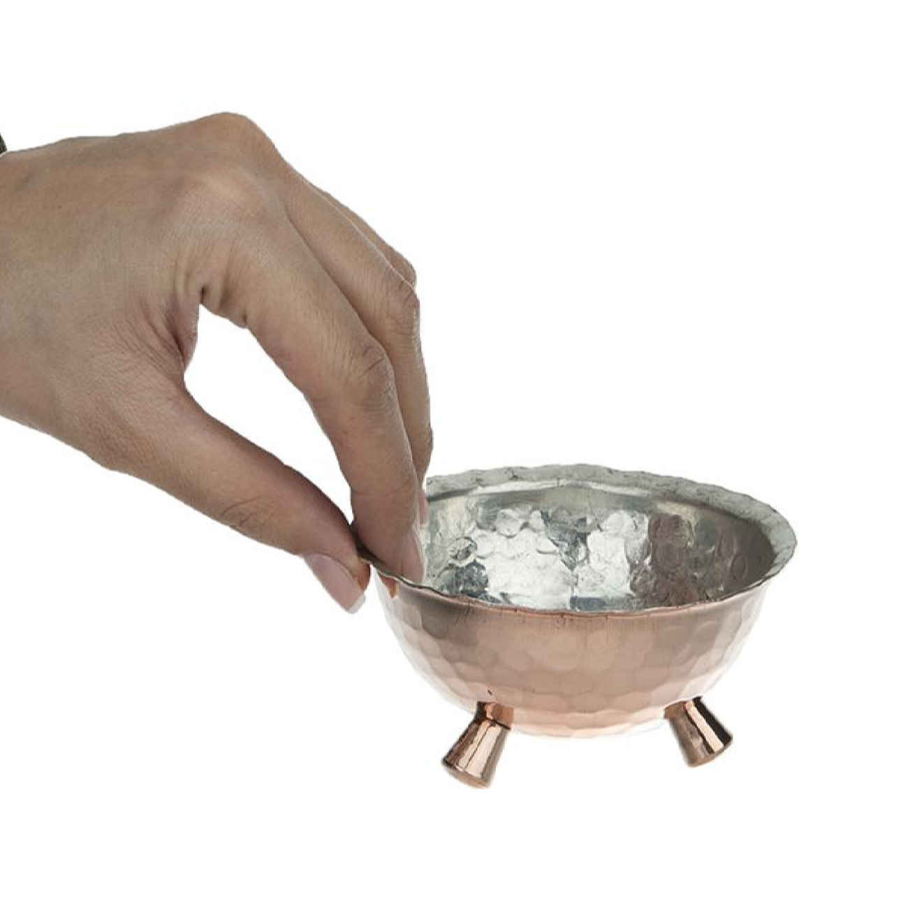 Persische Geklopfte Kupfer-Schale mit Fuß – Modell Roham