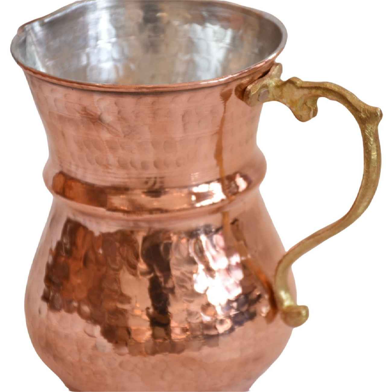 Persische Kupferkaraffe mit Messinggriff gehämmert & handgefertigt