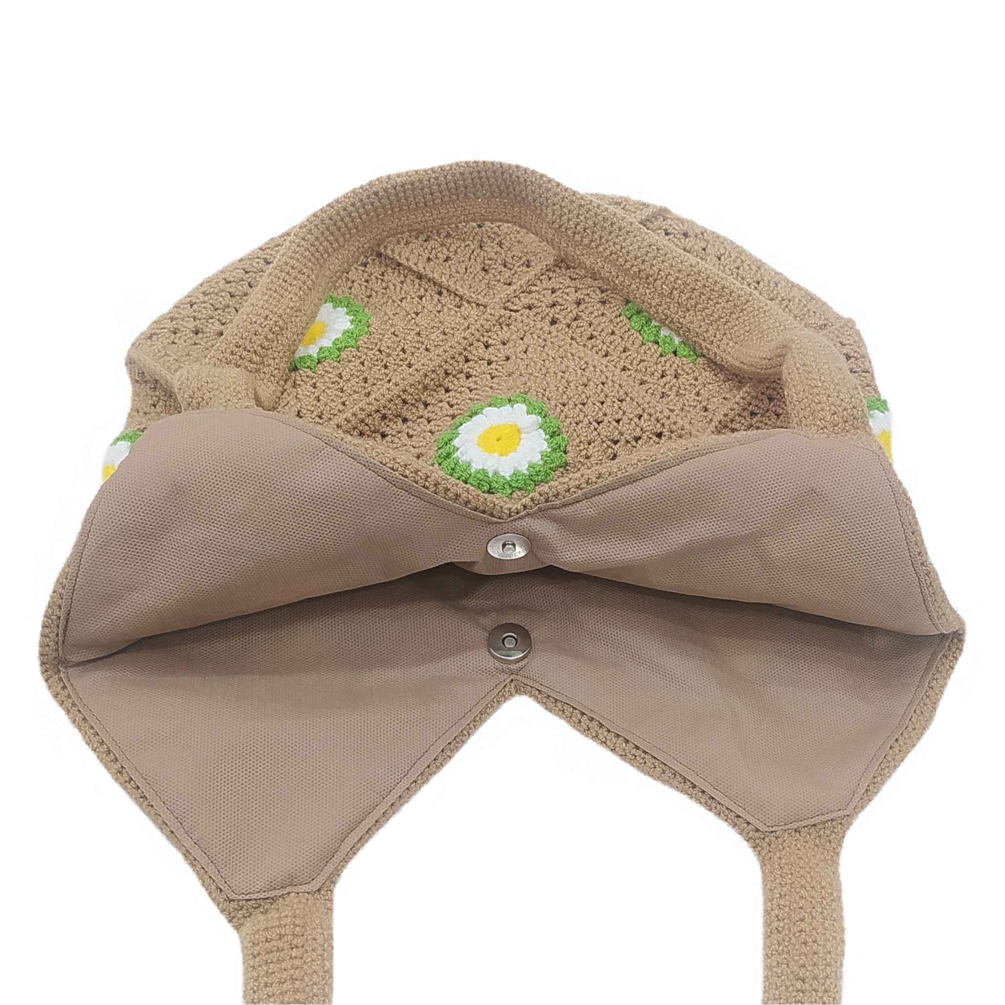 Handgewebte Häkel-Tote Tasche mit Kamille Design