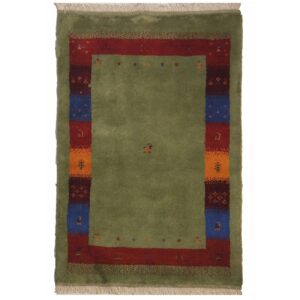 Original persischer Gabbeh-Wollteppich handgewebt in Fars braun floral
