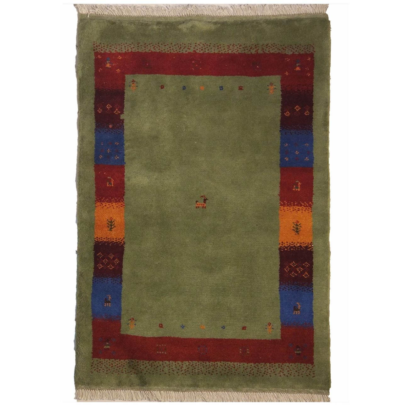 Original persischer Gabbeh-Wollteppich handgewebt in Fars braun floral