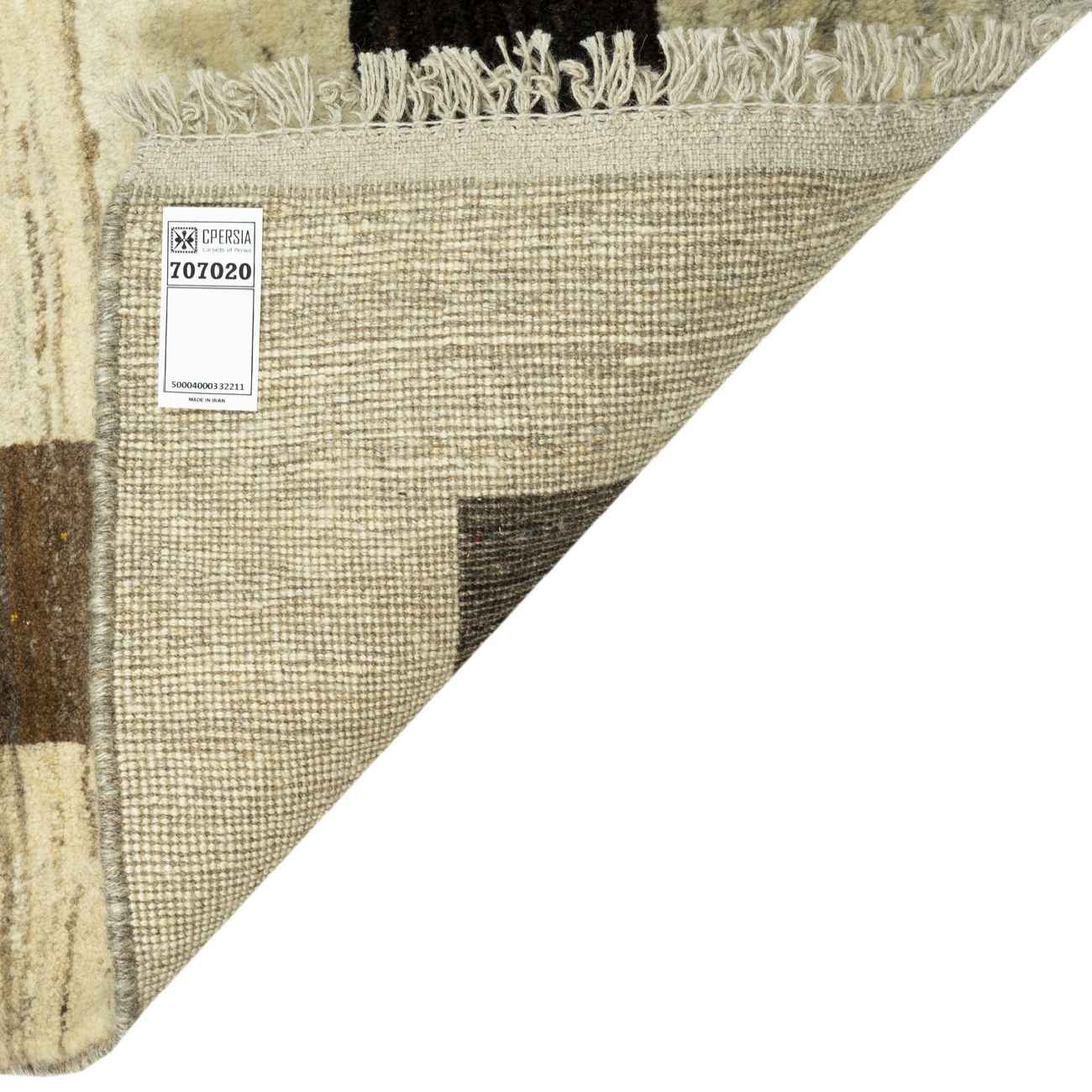 Echter persischer Gabbeh-Wollteppich handgewebt in Fars mit Rand schwarz