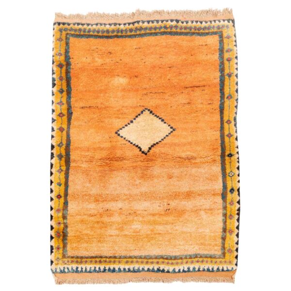 Echter persischer Gabbeh-Wollteppich handgewebt in Fars mit Rand grau