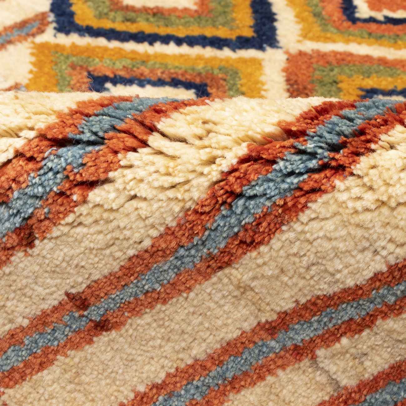 Original persischer Gabbeh-Wollteppich handgewebt in Fars mit Rand orange