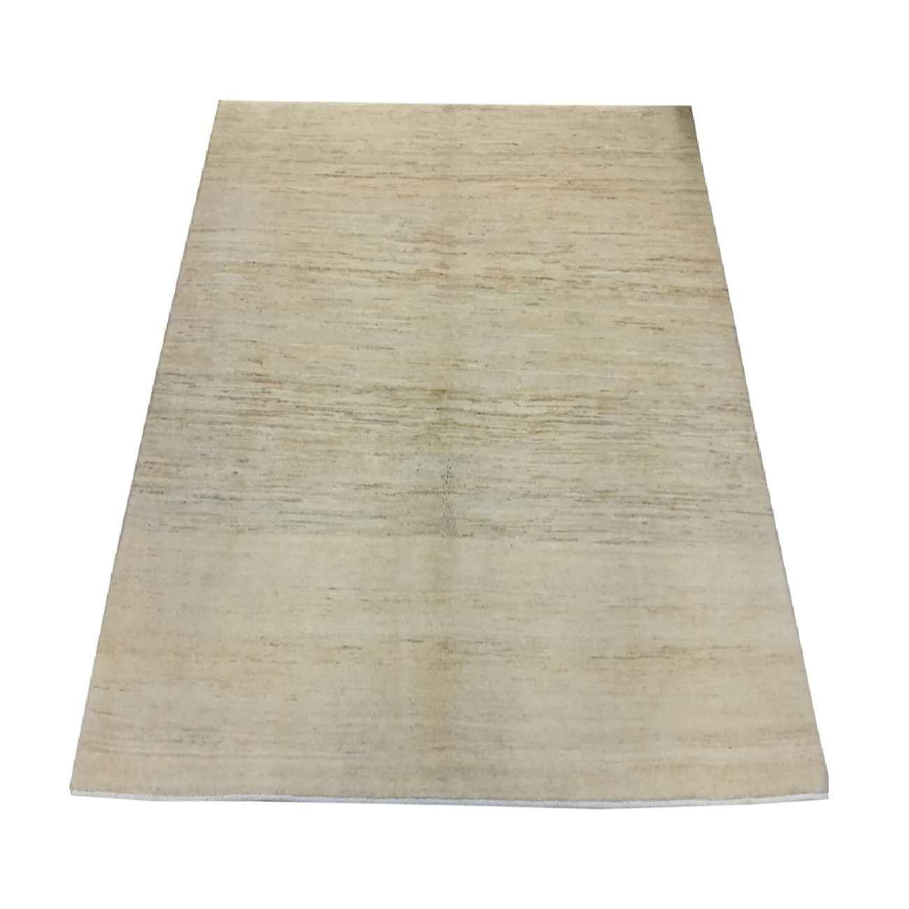 Persischer Gabbeh-Wollteppich handgewebt in Fars mit Rand blau