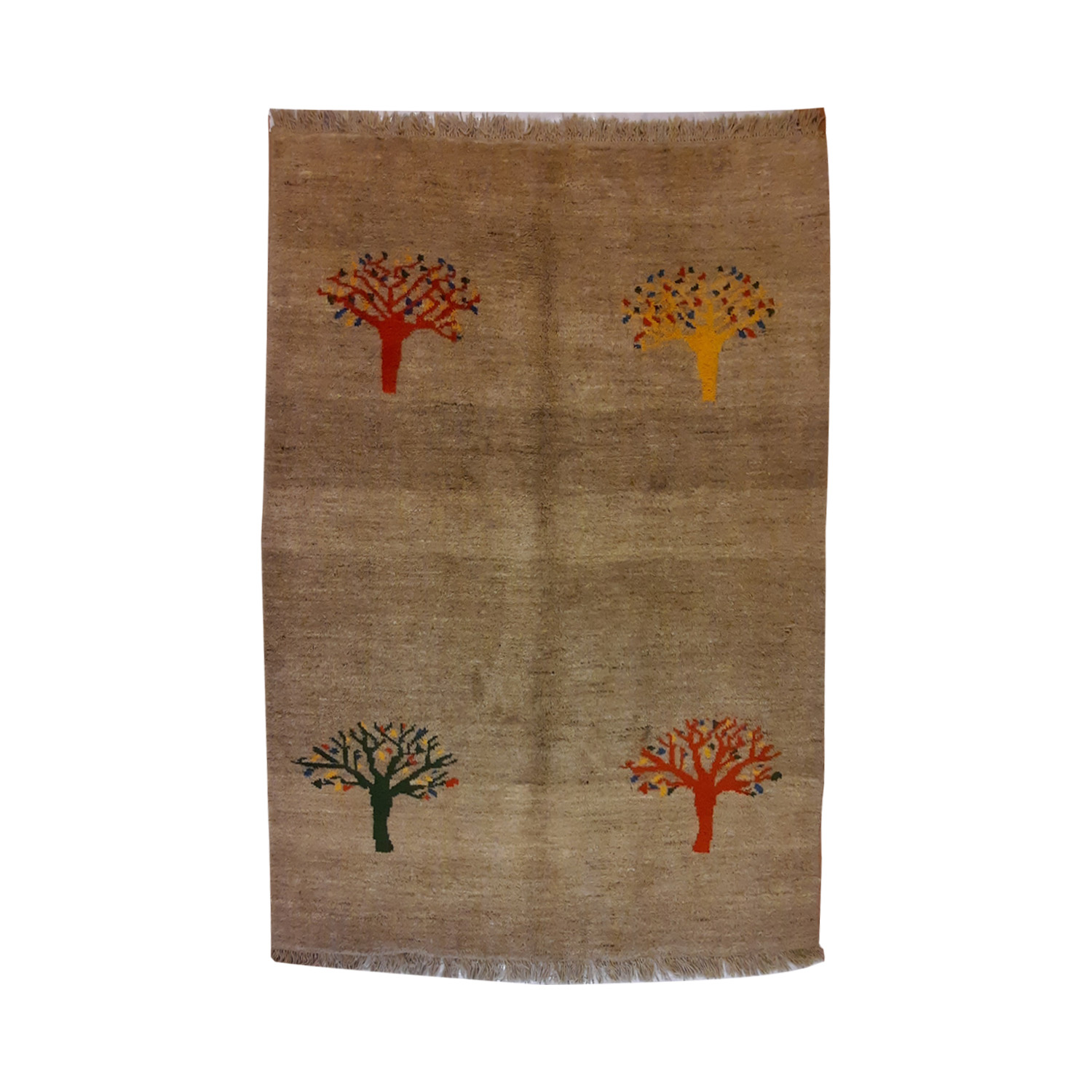 Original persischer Gabbeh-Wollteppich handgewebt in Fars mit Rand rosa
