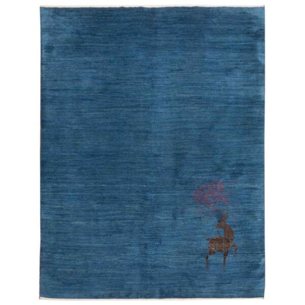 Original persischer Gabbeh-Wollteppich handgewebt in Fars gelb floral