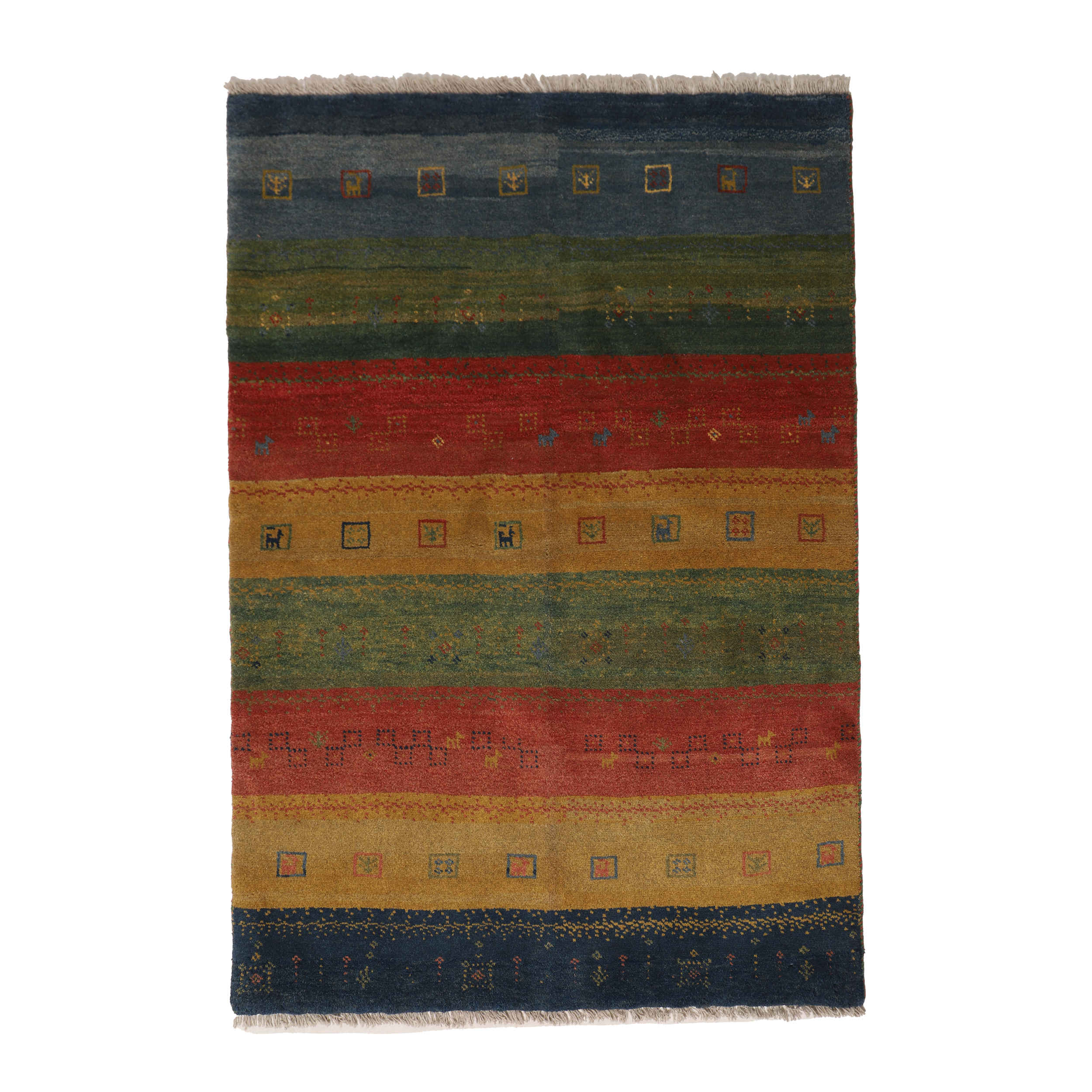 Original persischer Gabbeh-Wollteppich handgewebt in Fars braun floral
