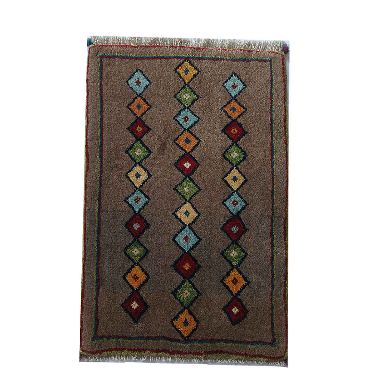 Original persischer Gabbeh-Wollteppich handgewebt in Fars gelb floral