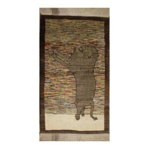 Original persischer Gabbeh-Wollteppich handgewebt in Fars mit Rand rosa