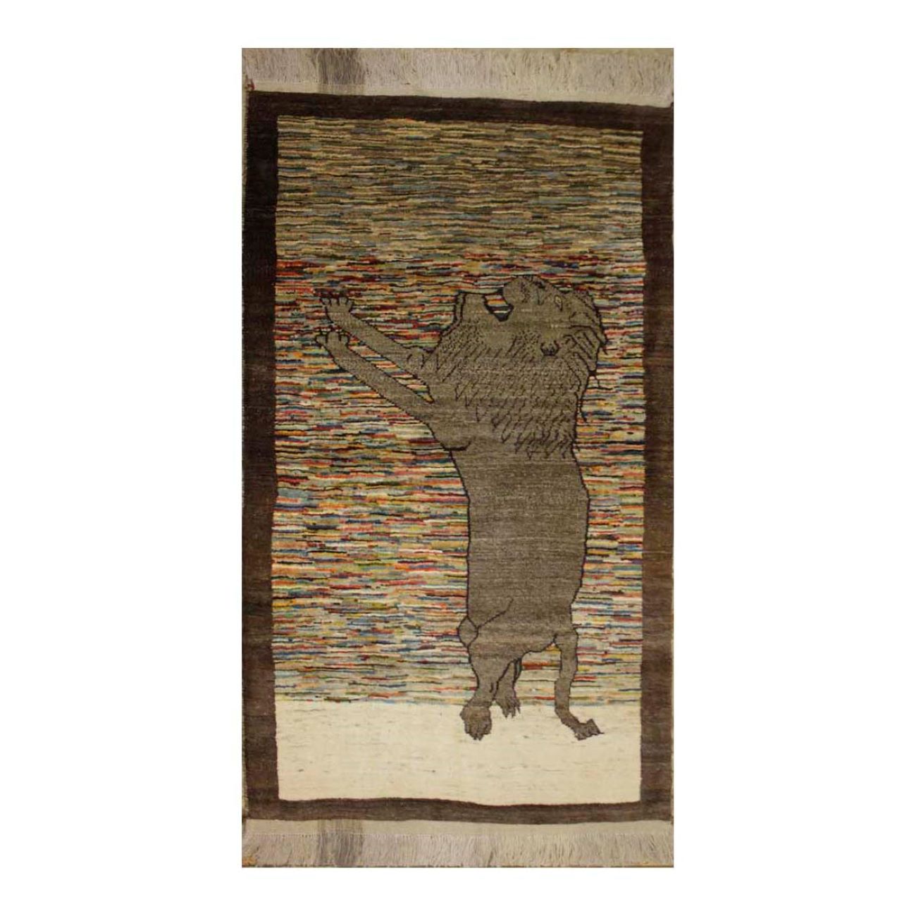 Original persischer Gabbeh-Wollteppich handgewebt in Fars mit Rand rosa