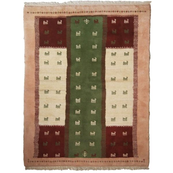 Authentischer echter persischer Gabbeh-Wollteppich handgewebt in Fars mit Rand orange