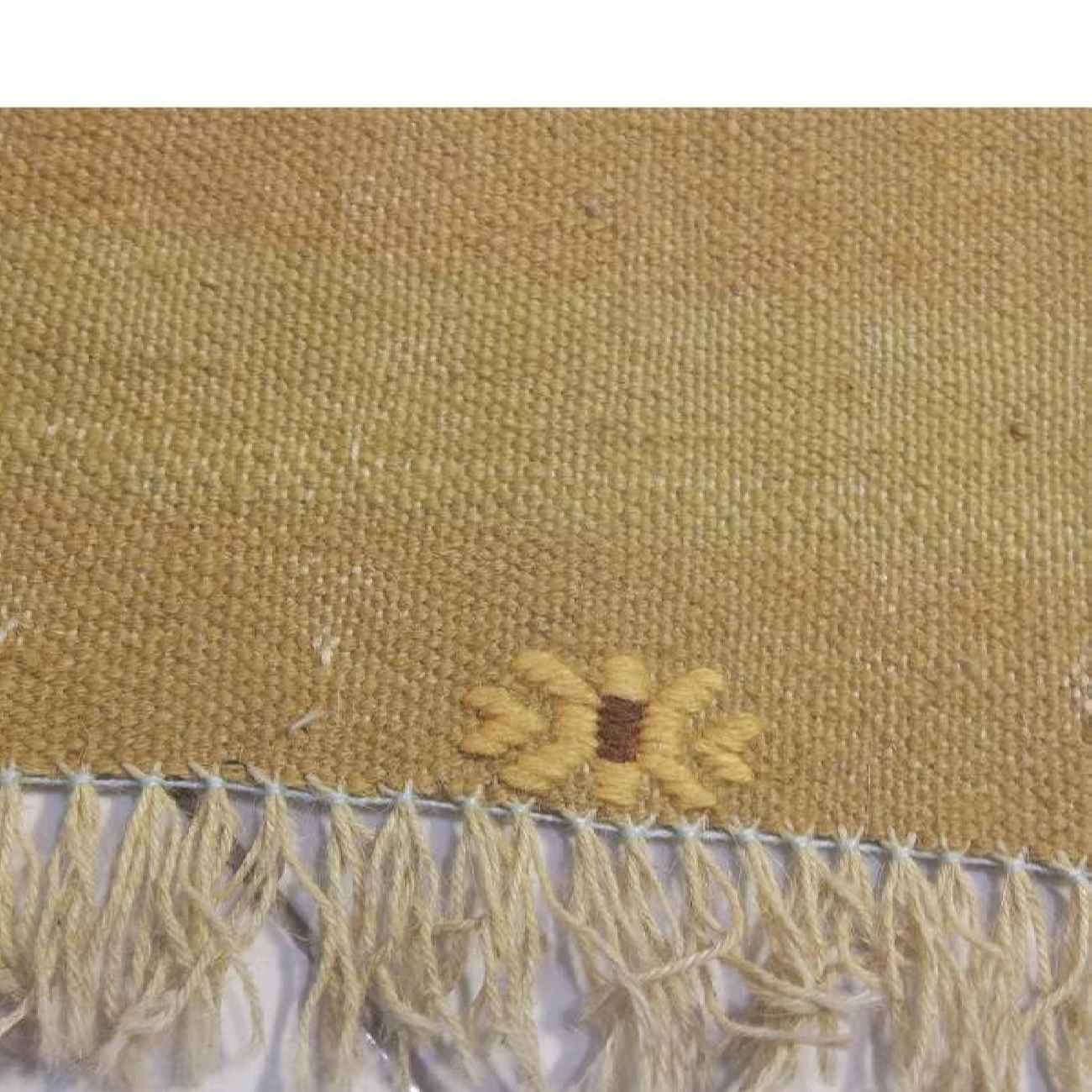 Persischer Kelim Teppich mit Wolle handgewebt in Ghoochan gestreift mahagonifarben