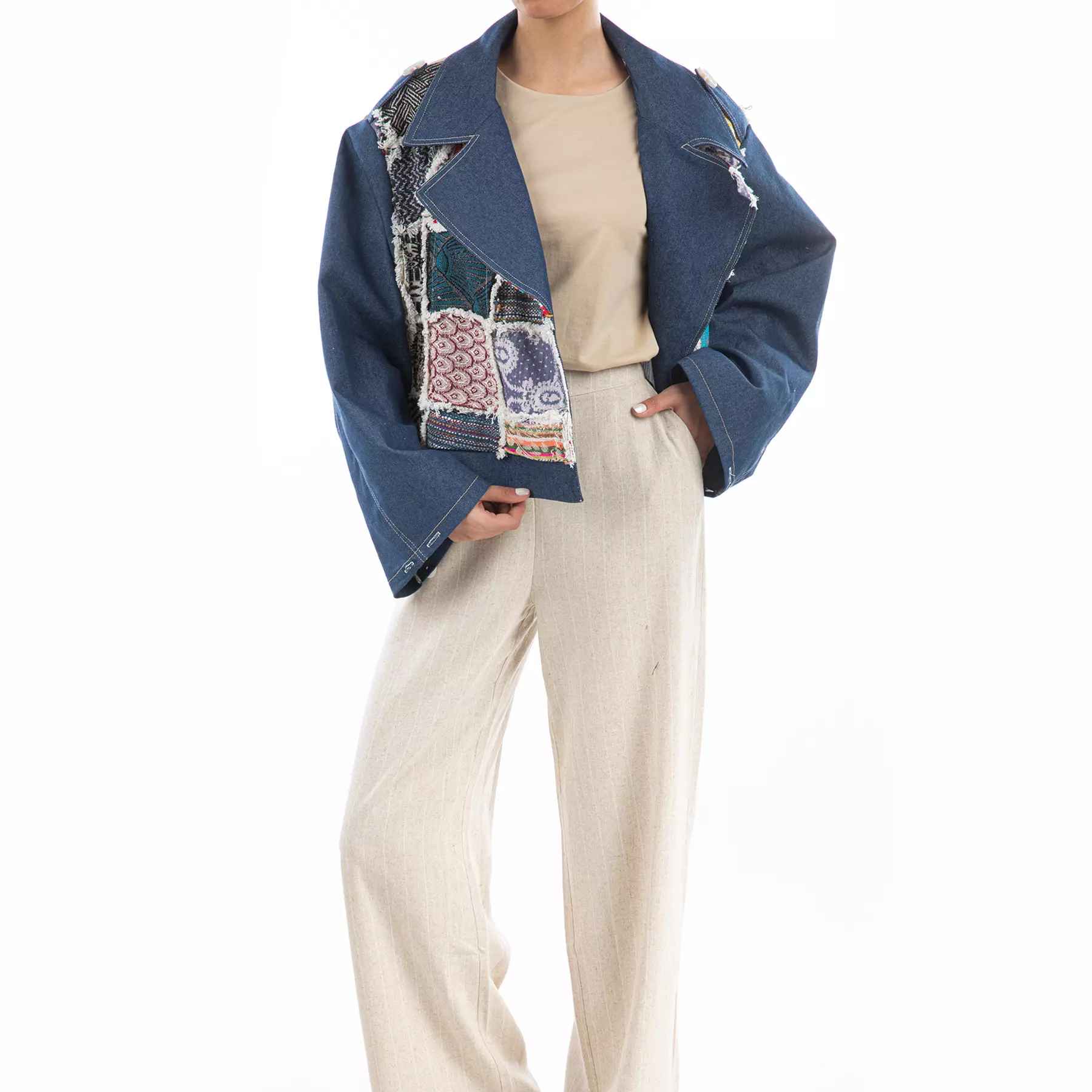 Persischer lockerer Manto für Frauen mit Patchwork-Design