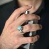 Persischer Neyshabur-Türkis Silberring für Herren, handgefertigt