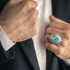 Persischer Neyshabur-Türkis Silberring für Herren, handgefertigt AM_4806