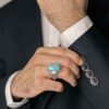 Persischer Neyshabur-Türkis Silberring für Herren, handgefertigt AM_4807