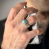 Persischer Neyshabur-Türkis Silberring für Herren, Modell Drop