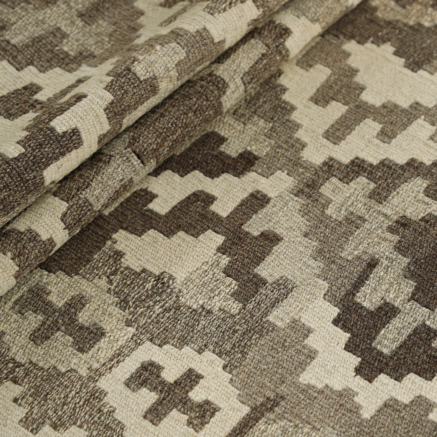 Persischer Teppich Tischläufer handgewebt im Qashqai Stil braun