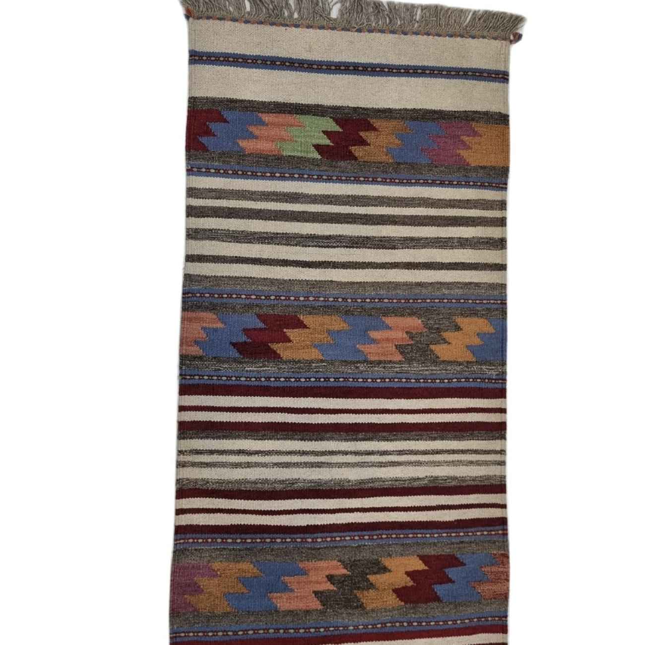 Persischer Teppich Tischläufer mit traditionellem gestreiften Design