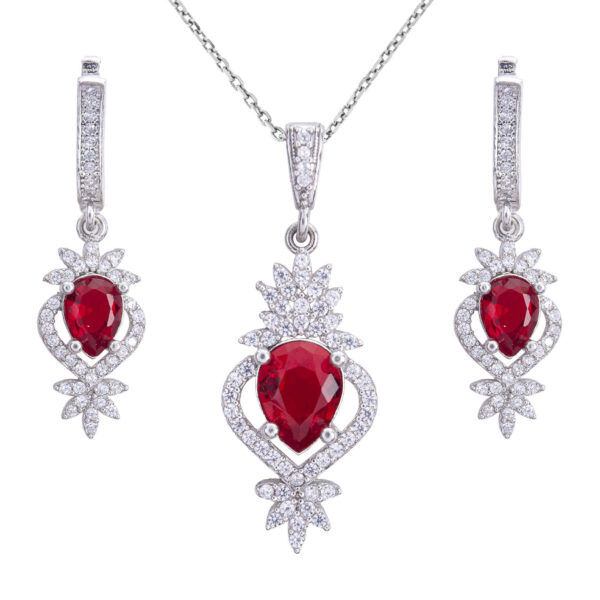 Persisches Silber-Schmuckset mit Rubin-Gemstone für Damen Amilis