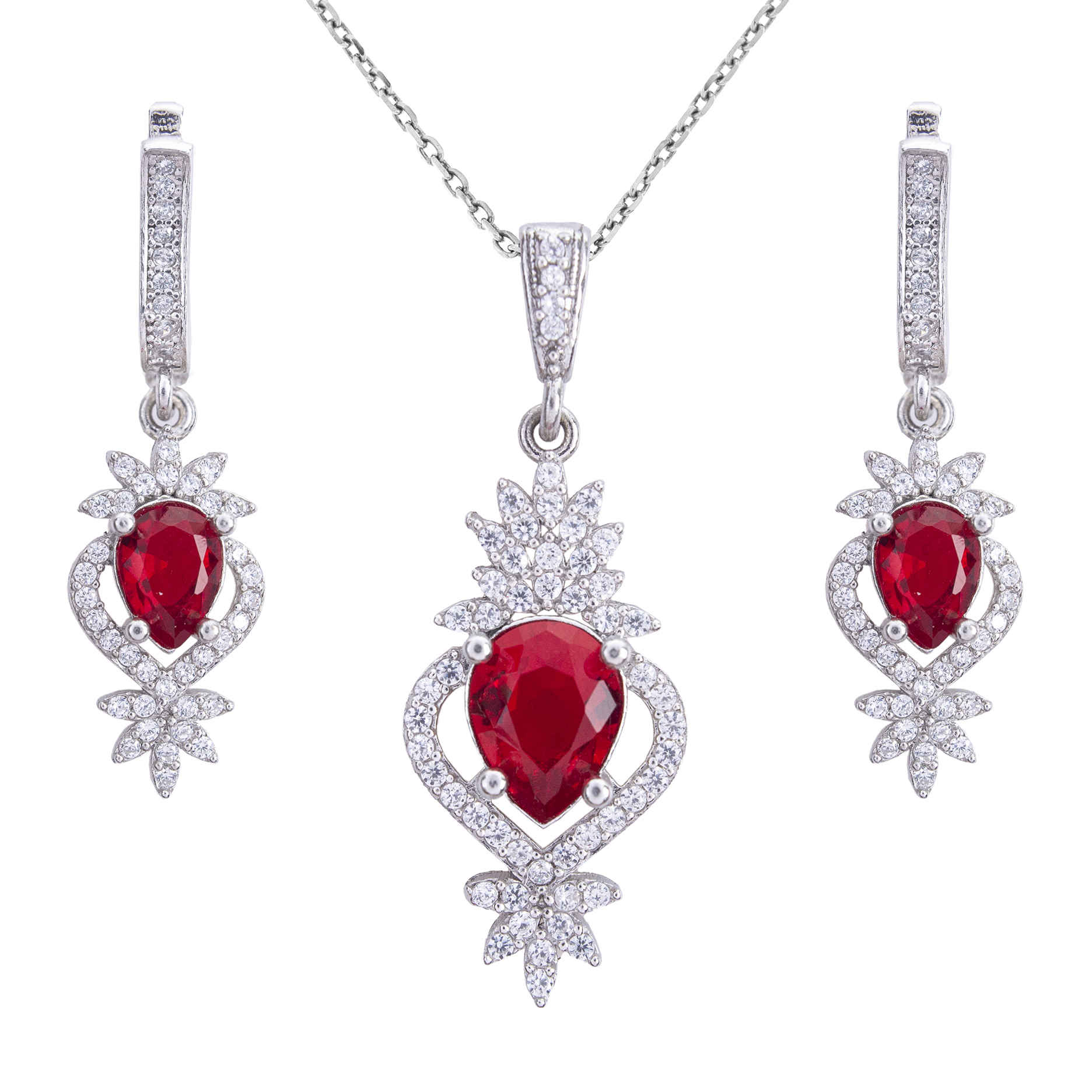 Persisches Silber-Schmuckset mit Rubin-Gemstone für Damen Amilis