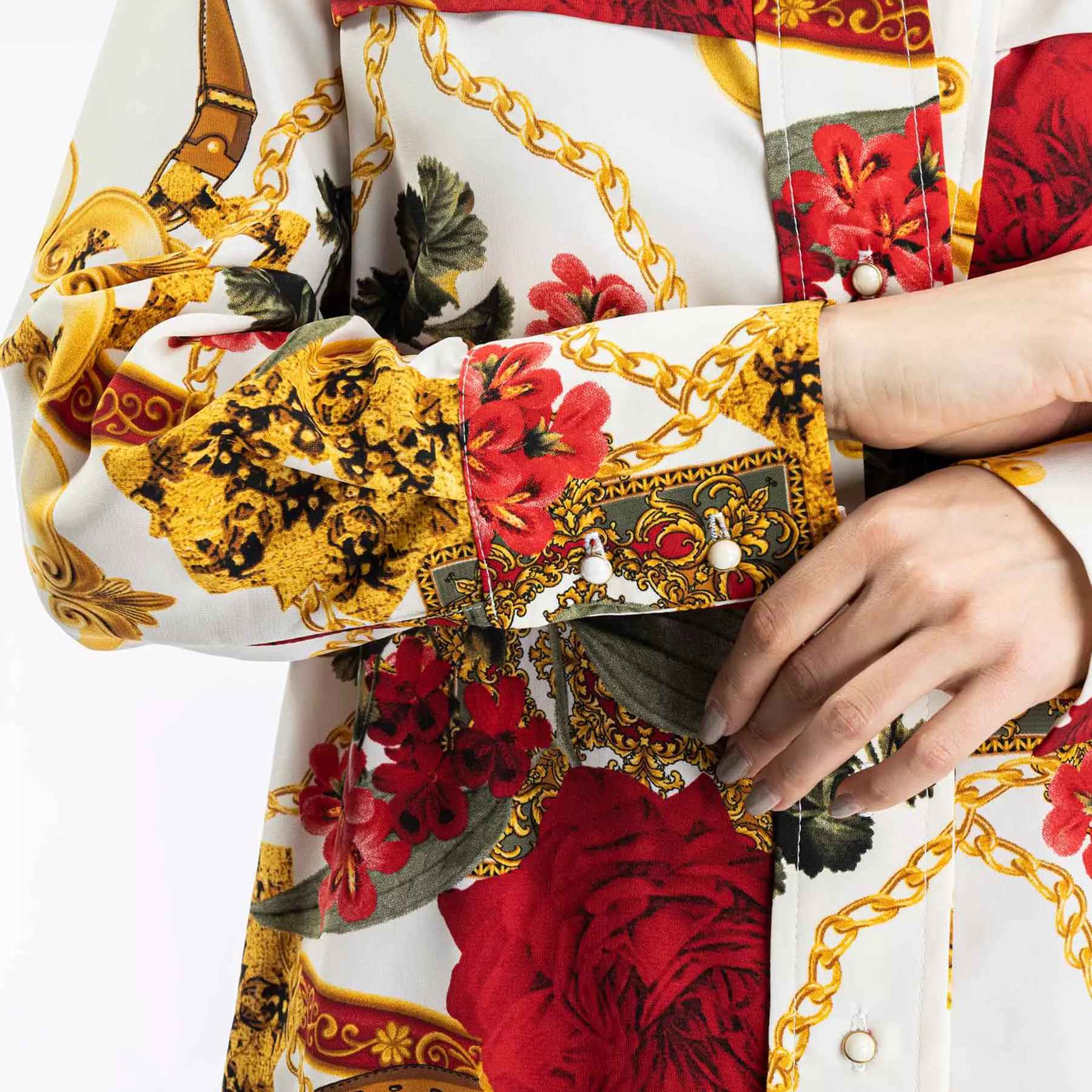 Iranisches Damen-Tunika-Oberteil mit Blumenmuster