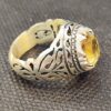 Persischer Gelber Silber Citrin Ring für Herren, Modell Ashk