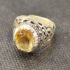Persischer Gelber Silber Citrin Ring für Herren, Modell Ashk