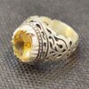 Persischer Gelber Silber Citrin Ring für Herren, Modell Ashk