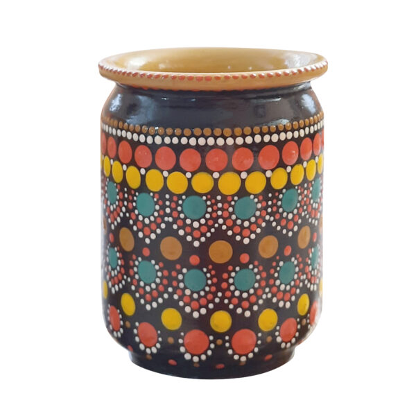 Handgefertigter Töpfer-Make-up Pinsel Halter mit Punktmalerei-Design