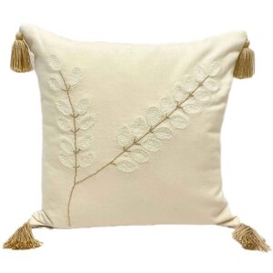 Punch-Needle-Kissenbezug – Besticktes Langblätter Creme Design