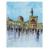Original realistische Kunstmalerei - Aquarell auf Karton, Imam Reza's Heiligtum