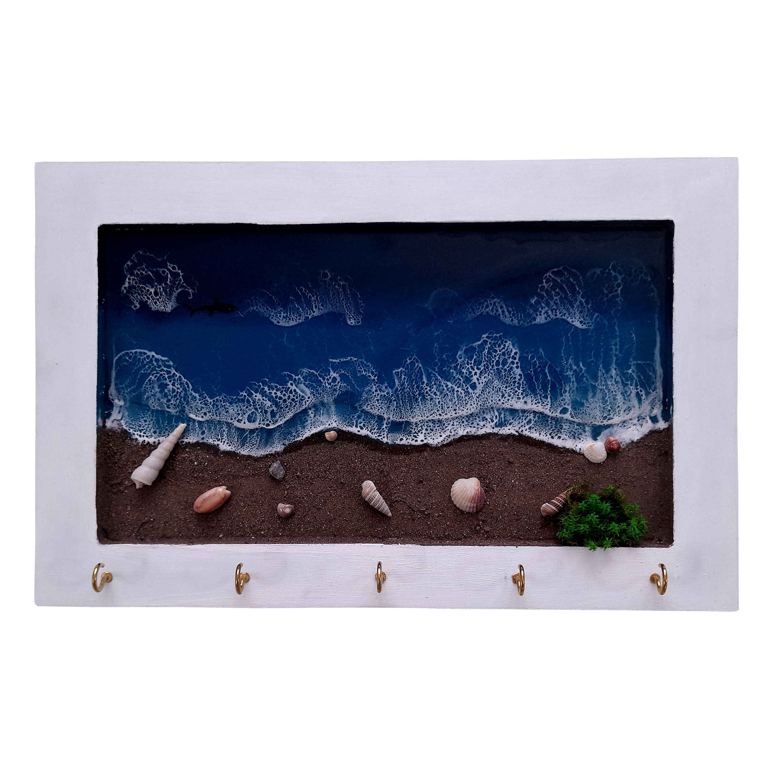 Wand-Schlüsselhalter aus Harz mit fünf Haken, Modell Strand