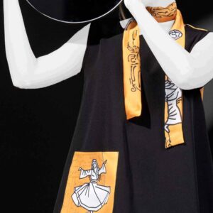 Set aus Kleid & Halstuch für Damen mit Kalligraphie-Design