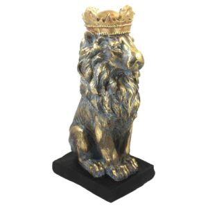 Sitzende Löwenfigur mit Krone – Königliche Tier-Skulptur