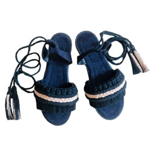 Slingback Flache Macrame Sandalen mit Boho-Design Handgefertigt