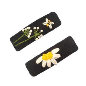 Snap-Haarspangen-Set Rechteckige Form Handbestickt