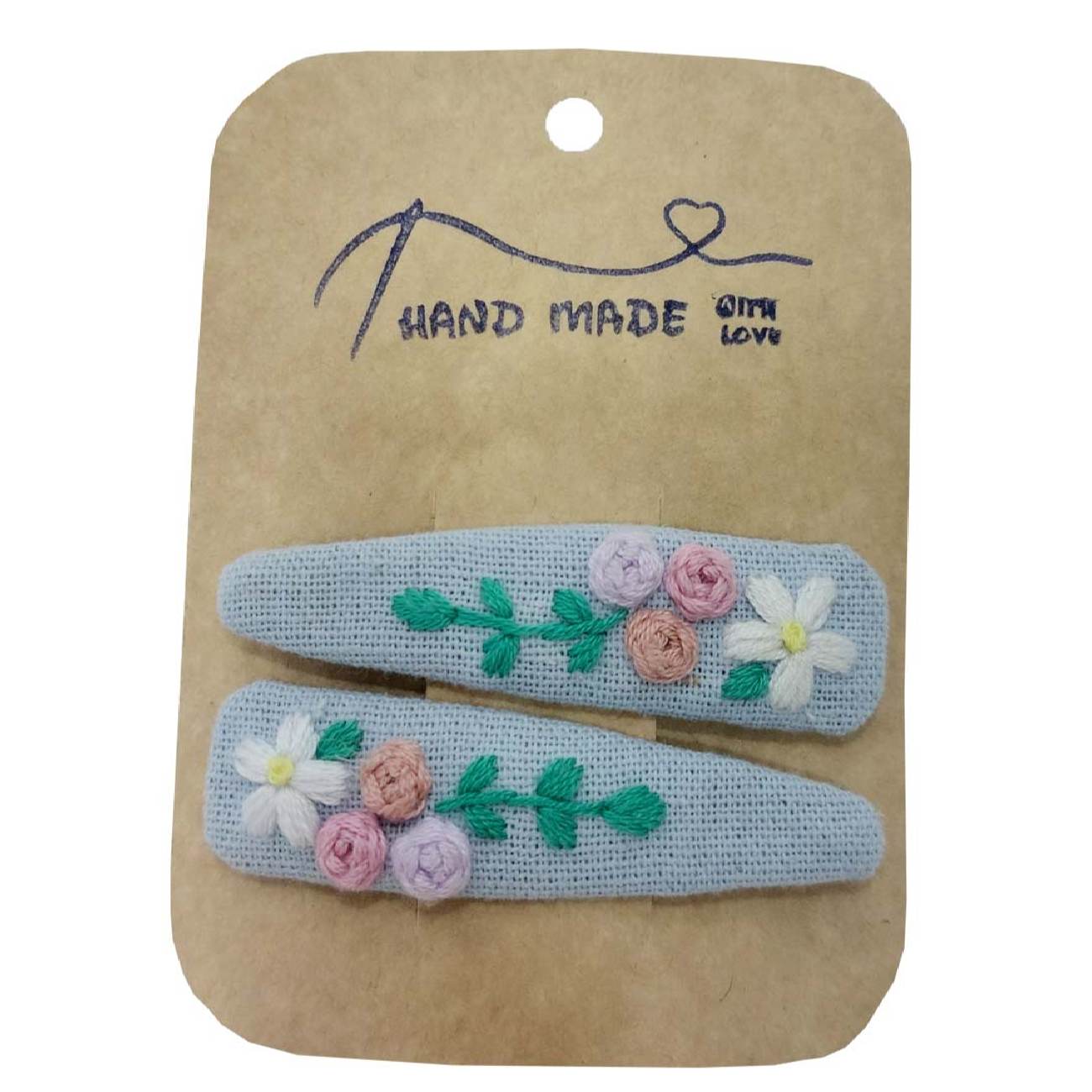 Snap-Haarspangen-Set mit Blumen-Design Handbestickt