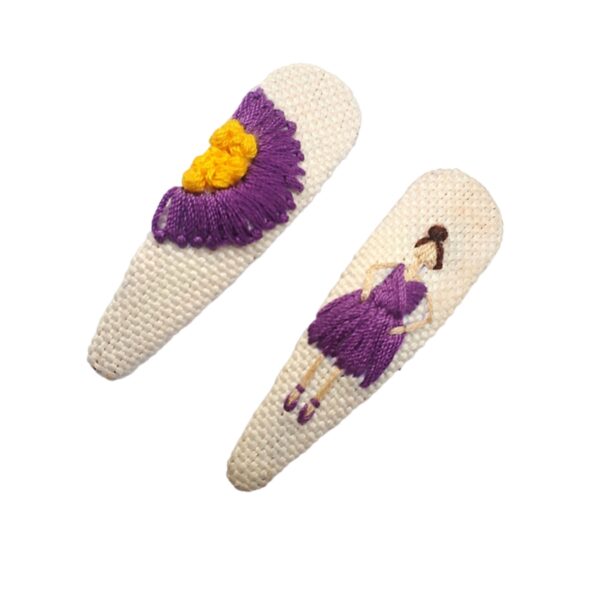 Snap-Haarspangen-Set mit Handbesticktem Ballerina-Design