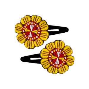 Snap-Haarspangen-Set mit Handbesticktem Blumen-Design