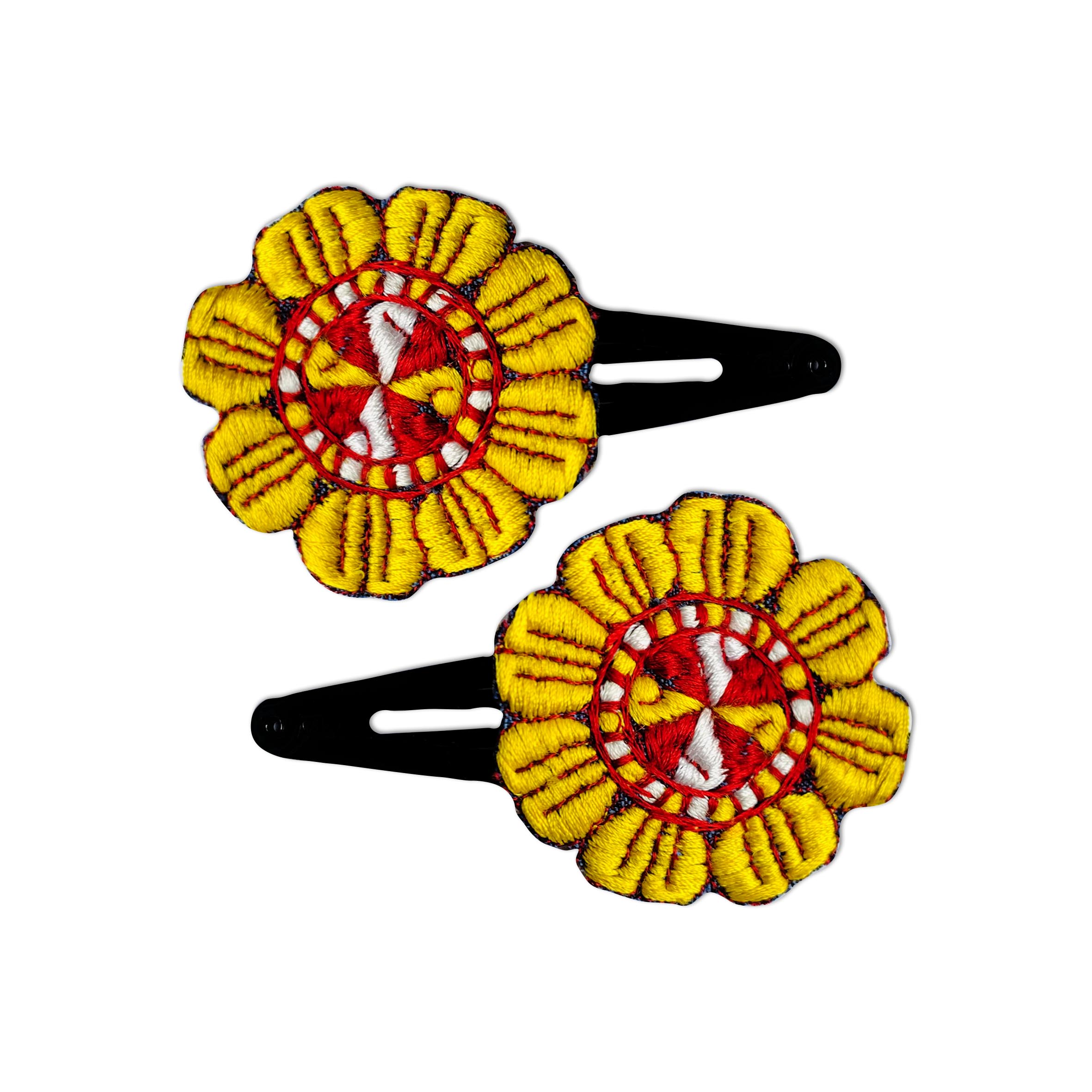 Snap-Haarspangen-Set mit Handbesticktem Blumen-Design